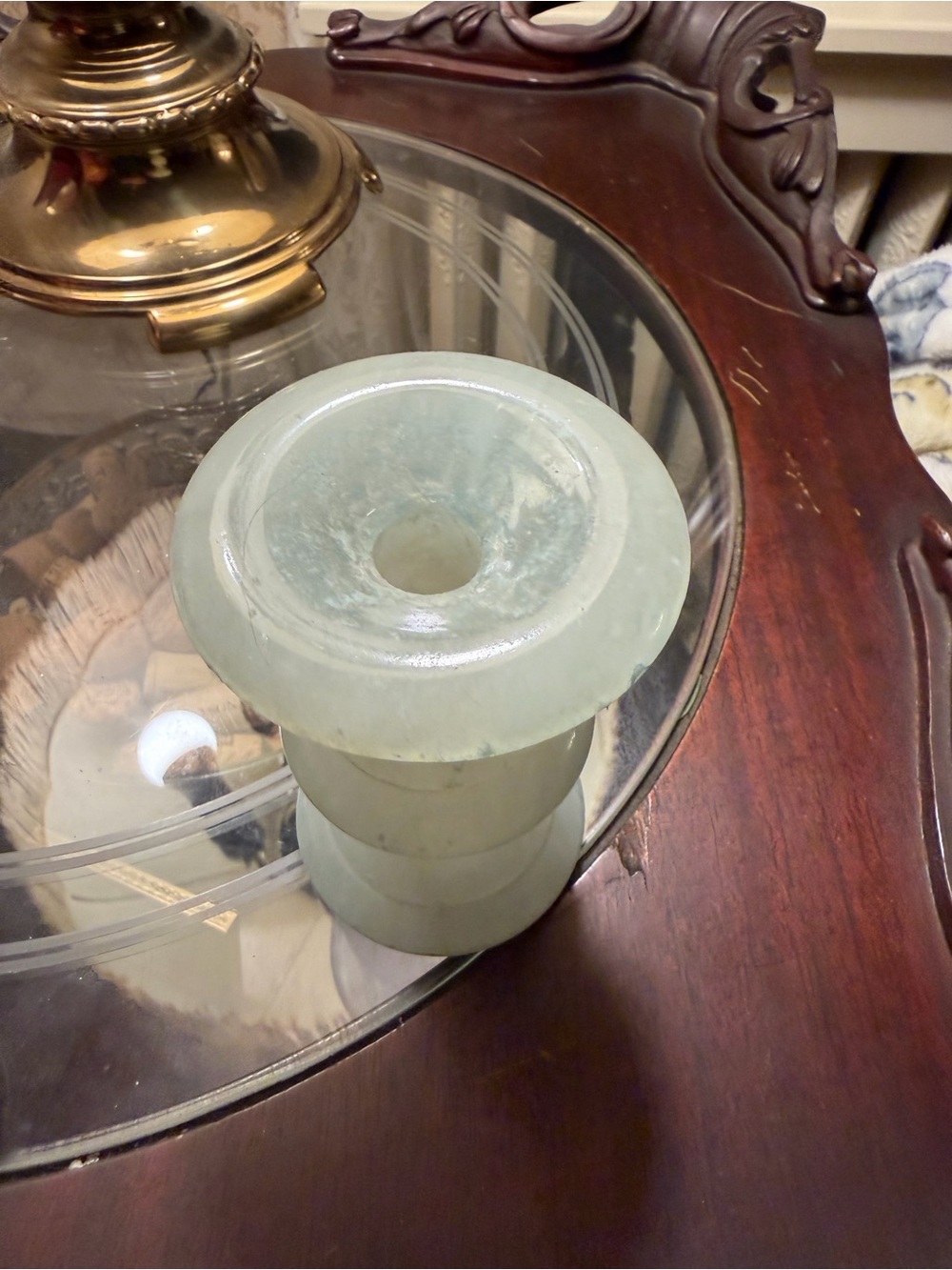 Vintage Green Stone Candle Holder / Bud Vase - Picture 5 of 5